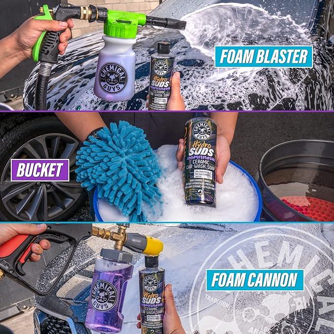 Chemical Guys HydroSuds Ceramic SiO₂ Shine High Foaming Car Wash Soap - Foam Cannon Soap, Works with Foam Guns or Bucket Washes Safe for Cars, Trucks, Motorcycles, RVs, & More, Berry Scent - 64 fl oz - NeatNest