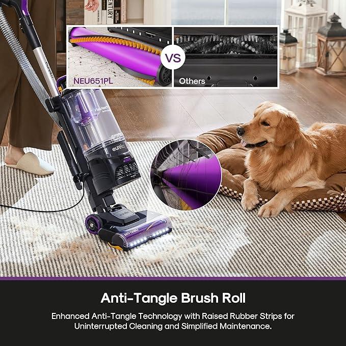 Eureka FlexReach Powerful Upright Vacuum Cleaner for Carpet and Hard Floor, Lift-Up Vacuum with Large Dust Cup, Anti-Tangle, NEU651PL, Purple - NeatNest