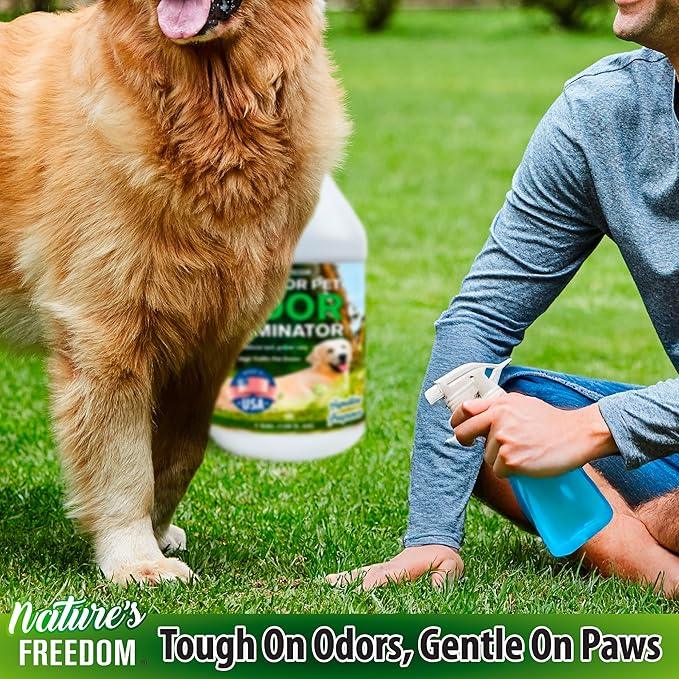 Nature's Freedom Concentrated Enzymes Outdoor Odor Eliminator, Turf and Yard Cleaner for Pet Urine, Deodorizer for Dog & Cat Waste & Smells, Makes 5 to 64 Gallons, Use on Grass, Patios, Kennels - NeatNest