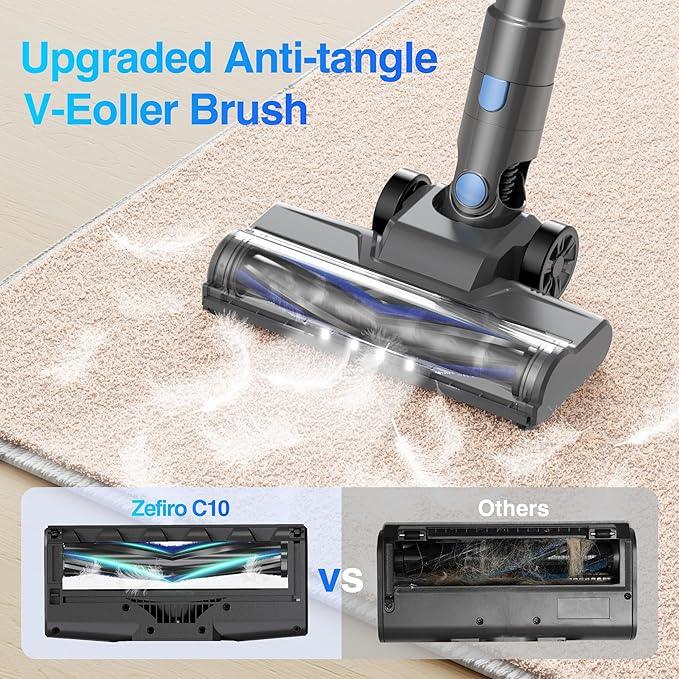 Zefiro Cordless Vacuum Cleaner for Home,450W /40Kpa 50Mins Stick Vacuum,Anti-Tangle 1.5L Dust Cup, Rechargeable Wireless Handheld Vacuum for Pet Hair/Carpet/Floor - NeatNest