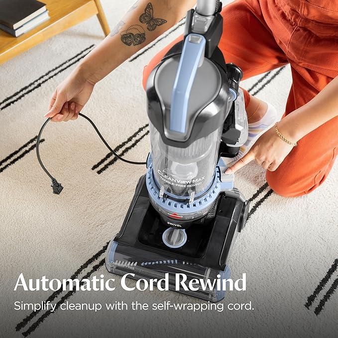 Bissell CleanView Max Tangle-Free Rewind with LED Headlights, Tangle-Free Brush Roll, Automatic Cord Rewind, Included pet Tools, 4073L - NeatNest