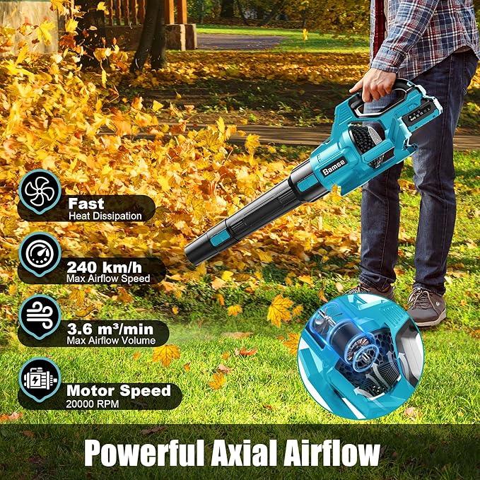 Leaf Blower Cordless 21V, Battery Leaf Blower with 2 x 4.0Ah Batteries and Charger, 3 Speed Modes, Handheld Cordless Blower for Lawn Care, Blowing Leaves, Small Gravel, Blue - NeatNest