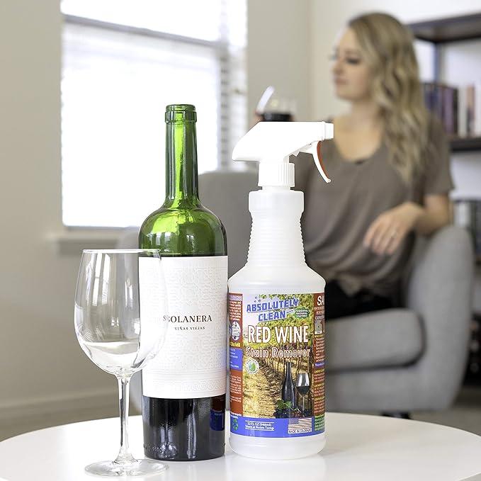 Amazing Red Wine Stain Remover – Natural Enzymes Eliminate Wine Stains Fast - Cleans Carpet, Upholstery, Clothing, Table Cloth & More - USA Made (32oz) - NeatNest