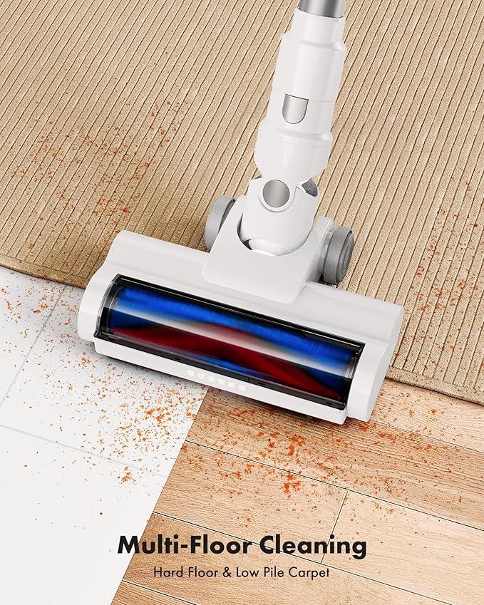 Trucozie Cordless Vacuum Cleaner, 8-in-1 Lightweight Stick Vacuum with 45mins Runtime, Powerful Suction, Vacuum Cleaners for Home, Hardwood Floors, Carpet, Pet Hair, White - NeatNest