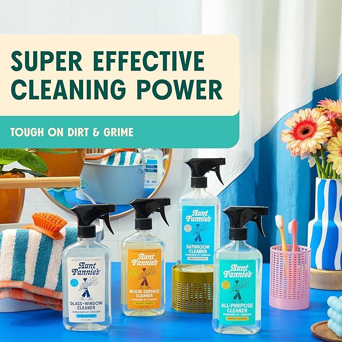 Aunt Fannie's Cleaning Spray Variety Pack, Lemon All Purpose Vinegar, Glass & Window, Bathroom, and Wood Surface Cleaner, 16.9 oz each, Pack of 4 - NeatNest