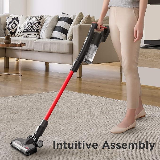 Eureka Cordless Vacuum Cleaner, Vacuum Cleaner for Home Rechargeable, Lightweight Stick Vacuum for Hardwood and Pet Hair,Rose Red, NEC101 - NeatNest