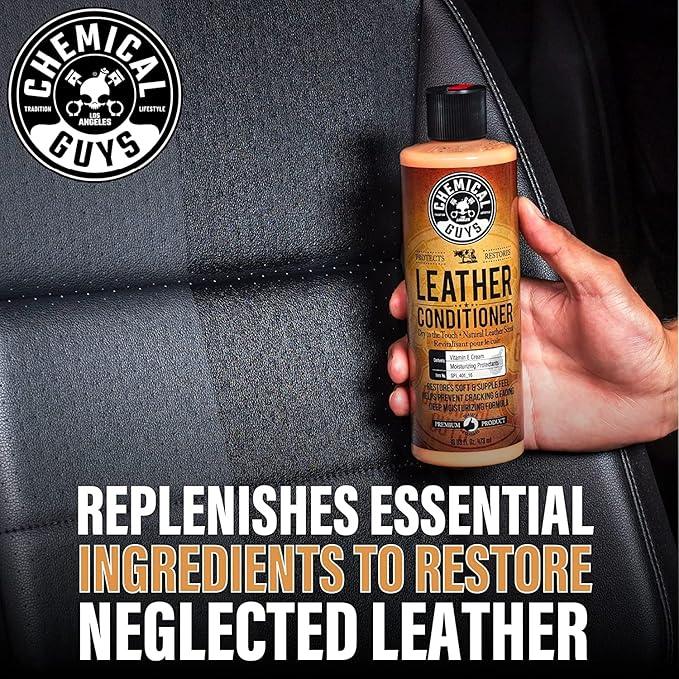 Chemical Guys SPI410 Leather Cleaner and Conditioner Bundle with ACC_S95 Long Bristle Horse Hair Leather Cleaning Brush, Safe for Car, Home, Office, & More (3 Item Bundle with 2-16 fl oz Bottles) - NeatNest