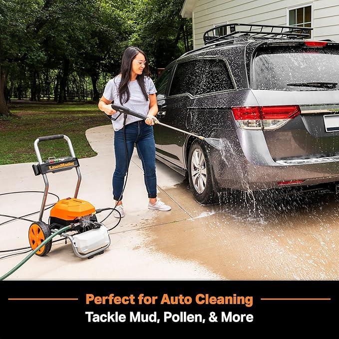 LawnMaster LT2100B Electric Pressure Washer 2300 PSI MAX 13 Amp 1.2 GPM CSA Certified with 5 Nozzles Powerful Storage Organization - NeatNest