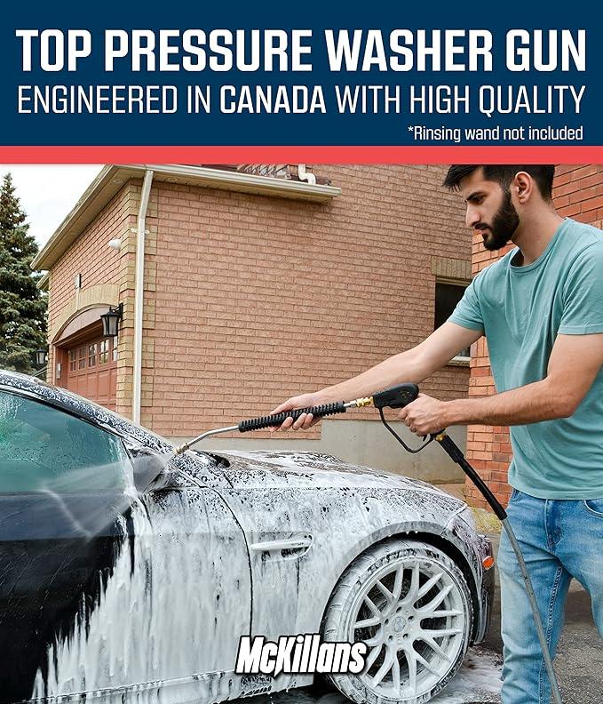McKillans® Short Pressure Washer Gun with Replacement M22 Inlet - High Pressure Water Handle with 1/4” Quick Connector Coupler - Power Washer Gun Compatible with Foam Cannon - Car Wash Foam Gun - NeatNest