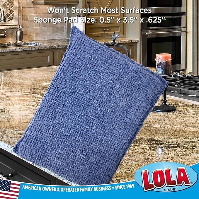 LOLA Microfiber Terry & Nylon Net Sponge Scrubber Pad, 12 Pack, Non Scratch 2-Way Cleaning, Gently Scrubs & Wipes Clean - NeatNest