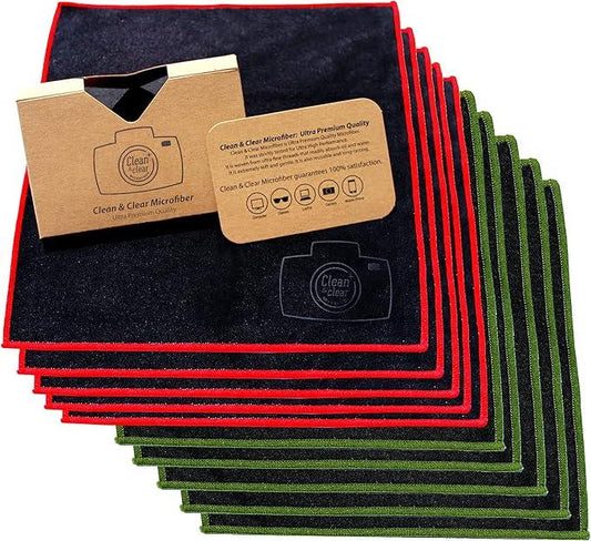 Clean & Clear Microfiber Cleaning Cloth, Extra Large [10 Pack] Ultra Premium Microfiber Cleaning Cloth - Microfiber Cloth for Camera Lens, Glasses, Screens, and All Lens. - NeatNest