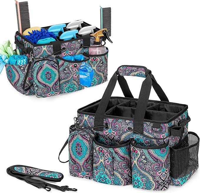 LoDrid Large Professional Cleaning Caddy with Detachable Divider, Supply Organizer with Handle and Shoulder Strap, Cleaning Bags for Housekeepers & Cleaners, Totem - NeatNest