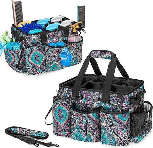 LoDrid Large Professional Cleaning Caddy with Detachable Divider, Supply Organizer with Handle and Shoulder Strap, Cleaning Bags for Housekeepers & Cleaners, Totem - NeatNest