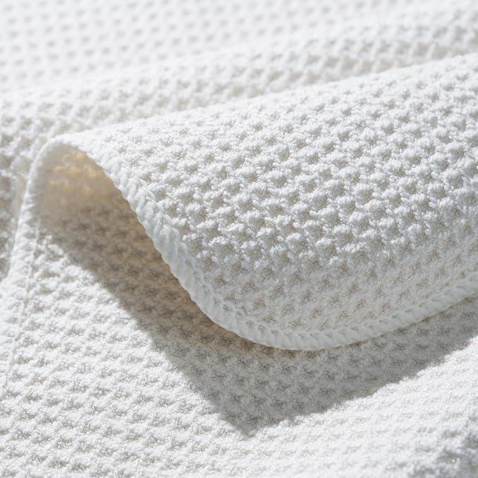 POLYTE Premium Microfiber Kitchen Dish Hand Towel Waffle Weave 12 Pack (16x28 in, Off White) - NeatNest