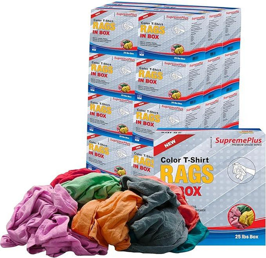 Premium Color Knit Cleaning Rags (600 lbs. Pallet 24x25 lbs. Compressed Box) – Shop Cloths Bulk for Workshops, Mechanics, Painters, and Home Use, Multipurpose Cotton T-Shirt Rags - NeatNest