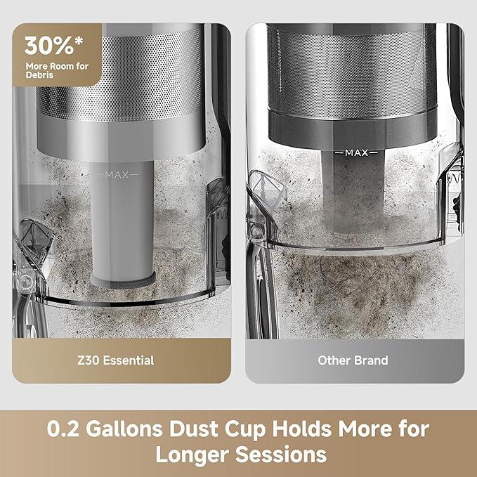 DREAME Cordless Stick Vacuum Cleaner Z30 Essential, 210AW Suction with Big Dust Cup, Up to 90 Mins, 99.99% Filtration Efficiency, HEPA H14 Filter, Dust Reveal Technology, Multi-Surface Vacuuming - NeatNest