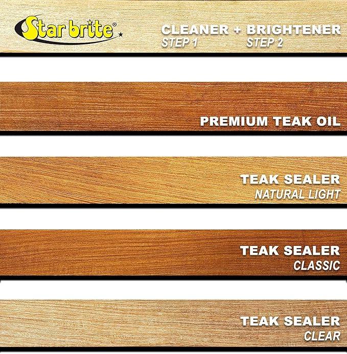 STAR BRITE Premium Teak Cleaner - Restore, Renew & Refresh Old Weathered Gray Teak Furniture & Other Fine Woods - Step 1-1 GAL (081400N) - NeatNest