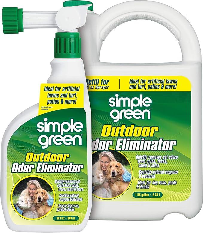 Simple Green Outdoor Odor Eliminator for Pets, Dogs, Ideal for Artificial Grass & Patio (32 oz Hose End Sprayer & 1 Gallon Refill) - NeatNest