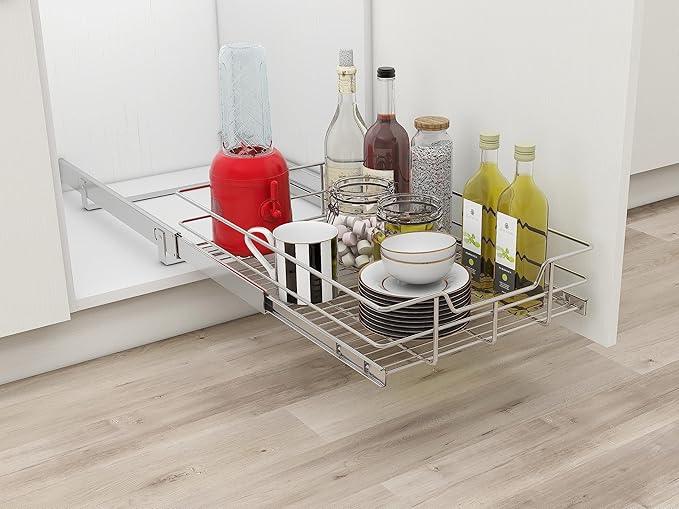 Pull Out Cabinet Organizer 14" W X 17" D, Slide Out Drawers For Kitchen Organizers and Storage, Pull Out Drawers For Cabinets Capacity Heavy Duty Caddy, Cabinet Shelves Chrome-Plated, Bathroom Pantry - NeatNest