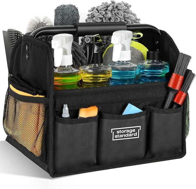Detailing Caddy Organizer with Handle - Storage, Cars, & Cleaning Caddy for Supplies, Tools, & Home Improvement - Heavy Duty Car Detailing Supplies With Multi-Pockets & Collapsible Tote Design - NeatNest
