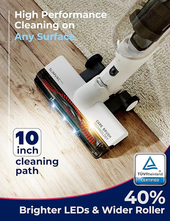 Roomie Tec SlimVac Pro Cordless Vacuum Cleaner for Home - 2200mAh Battery, High Suction Power, Lightweight, Detachable Handheld with HEPA Filter – Multi-Surface Cleaning for Carpets, Hard Floors, Cars - NeatNest