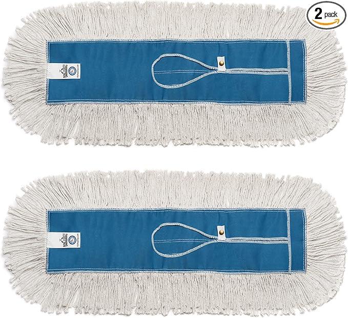 Nine Forty Industrial-Grade 18x5 Cotton Dust Mop Head Refills, Perfect Replacement for Busy Home, Gym, Industrial and Commercial Spaces, Heavy-Duty Mop for Janitorial & Housekeeping Needs - 2 Pack - NeatNest