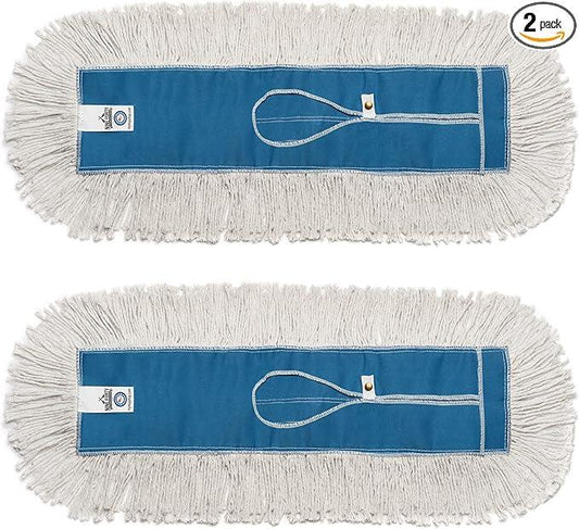 Nine Forty Industrial-Grade 18x5 Cotton Dust Mop Head Refills, Perfect Replacement for Busy Home, Gym, Industrial and Commercial Spaces, Heavy-Duty Mop for Janitorial & Housekeeping Needs - 2 Pack - NeatNest