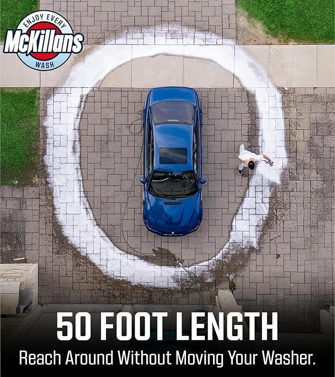 McKillans® QC Installed Pressure Washer Hose 50 ft - Flexible & Kink-resistant - Steel-Braided & Durable- 3/8" QC Pre-Installed Stainless Steel - Power Washer Hose - High Pressure 1/4" Inner Diameter - NeatNest