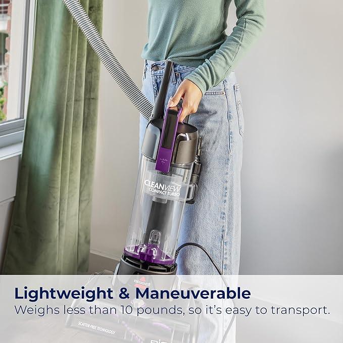 Bissell CleanView Compact Turbo Upright Vacuum with Quick Release Wand, Full Size Power, Compact Size for Apartments & Dorms, 3437F - NeatNest