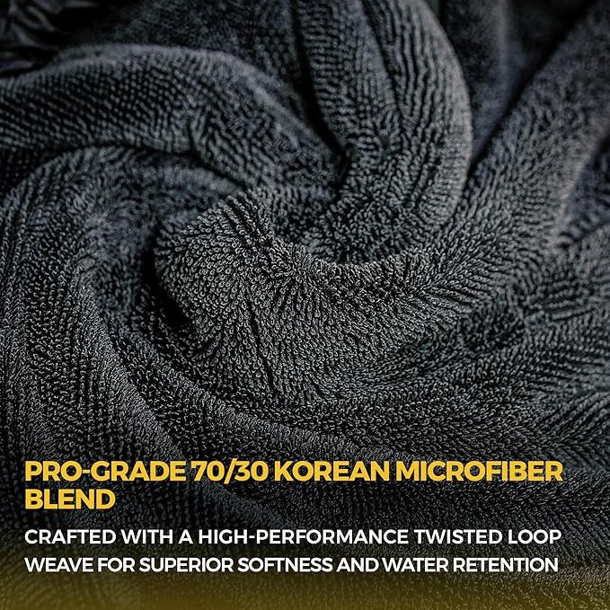 The Giant Giant 24"x36" Car Drying Towel – Ultra Absorbent 1200 GSM Twisted Loop Microfiber, Scratch-Free, Streak-Free, 70/30 Korean Blend – Includes Wash Mitt & Glass Towel for Auto Detailing - NeatNest