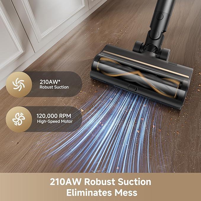 DREAME Cordless Stick Vacuum Cleaner Z30 Essential, 210AW Suction with Big Dust Cup, Up to 90 Mins, 99.99% Filtration Efficiency, HEPA H14 Filter, Dust Reveal Technology, Multi-Surface Vacuuming - NeatNest