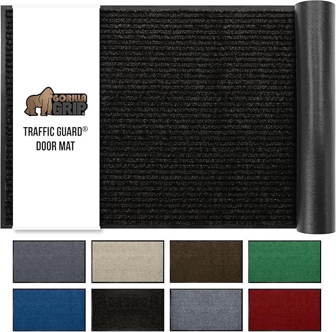 GORILLA GRIP Waterproof Traffic Guard Door Mat, 70x24, Heavy Duty Entryway Mats, Strong Rubber Back Commercial Utility Rugs for Office Hallway, Garage Floor and Home, Low Profile Carpet Runner, Black - NeatNest