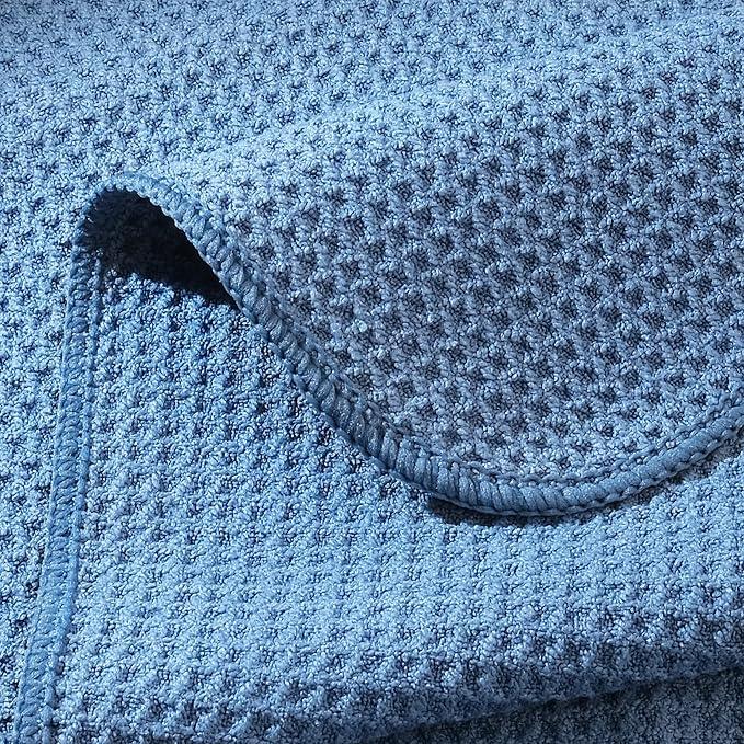 POLYTE Premium Microfiber Kitchen Dish Cloth Waffle Weave 12 Pack (12x12 in, Dark Blue, Gray, Off White) - NeatNest