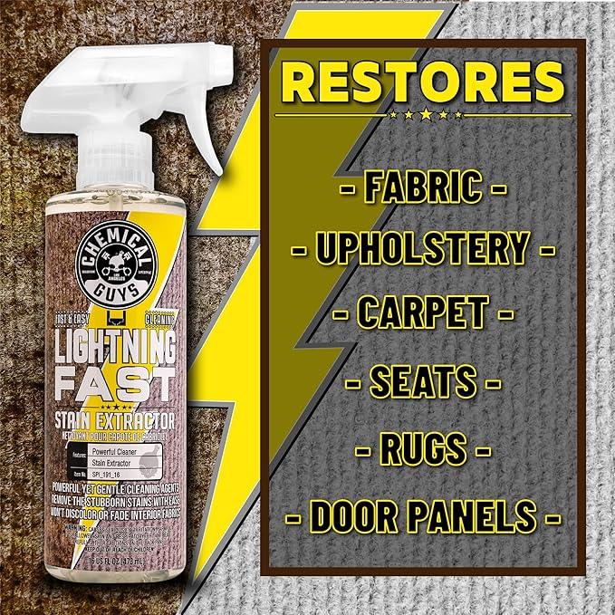 Chemical Guys Lightning Fast Carpet and Upholstery Stain Extractor - Carpet Cleaner, Safe for Fabric, Upholstery, Cars, Home, Office, Furniture, and More, Fresh Scent - 128 oz - NeatNest