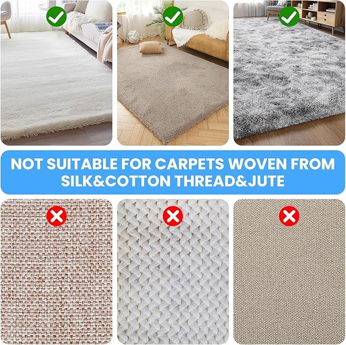3 in 1 Carpet Rake for Pet Hair Removal, Tool Set of 3, 55” Long Handle Carpet Pet Hair Removal Carpet Scraper Dog Cat Hair Remover for Sofa, Couch, Car, Rug (Gray) - NeatNest
