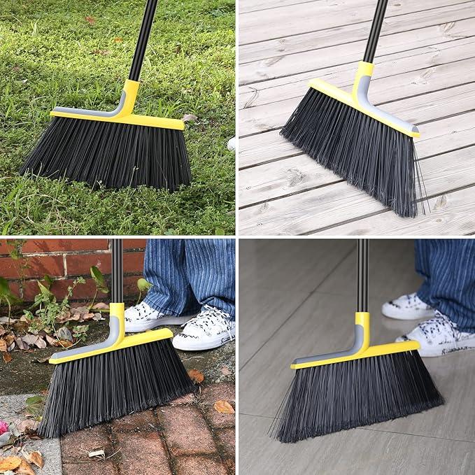 4 Packs Outdoor Broom for Floor Cleaning with 58" Long Handle, Heavy-Duty Commercial Brooms for Sweeping Indoor Outdoor Courtyard Restaurant Garage Patio Decks Mall Market Kitchen Office Lobby Shop - NeatNest