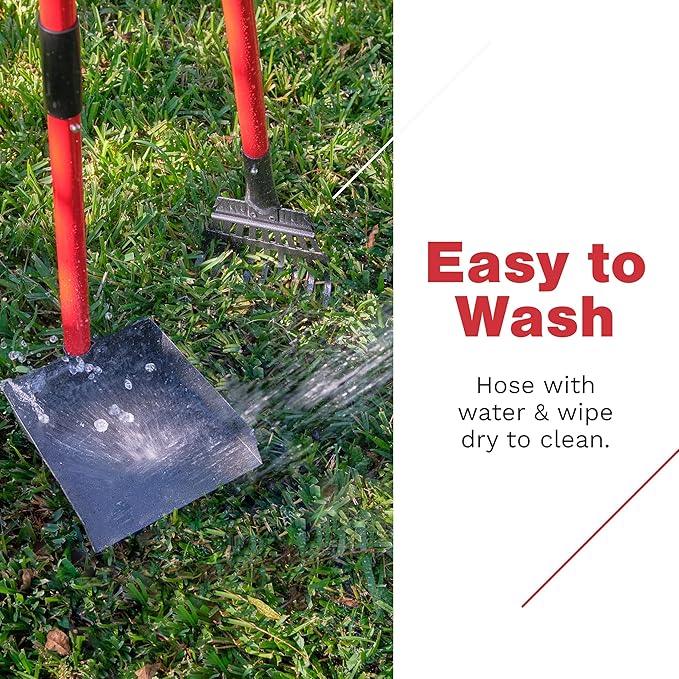 Pooper Scooper for Large Dogs and Small Dogs, Metal Poop Scooper Set with Long Handle Rake and Heavy Duty Tray for Yard, Grass, Dirt or Gravel, Heavy Duty Aluminum Poop Picker Upper - NeatNest