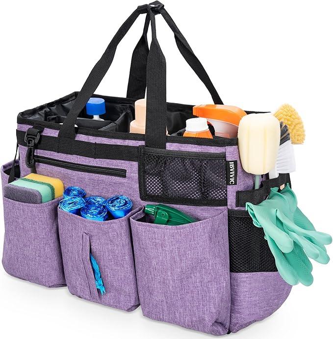 Wearable Cleaning Caddy Bag for Cleaning Supplies,Large Capacity Cleaning Organizer Purple - NeatNest