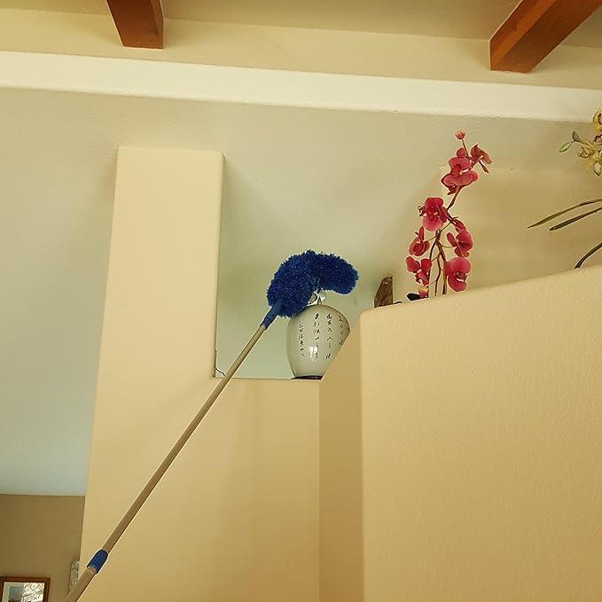 Extendable Microfiber Duster Extension Rod | Ceiling Fan Duster 20 Foot Reach | Cobweb 3-Stage Aluminum Telescoping Pole | Lightweight Webster Telescoping Cleaning Tool | U.S. Duster Co. - NeatNest