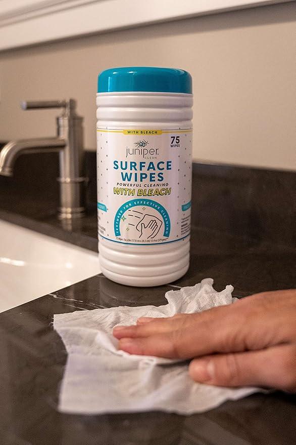 6 Pack Surface Cleaning Wipes with Bleach, All-Purpose Cleaner for Bathroom, Kitchen, Office, 450 Count Canister, Fresh Scent, 7.5" x 7" Sheet, Lint Free & Durable - NeatNest