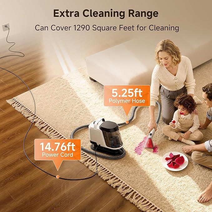 uwant Carpet Cleaner Machine 18Kpa Powerful Suction Upholstery Cleaner for Pet, Portable Carpet Cleaner with Cleaning Tools&Self-cleaning for Spot,Cars,Rug,Furniture (Motor 18Kpa) - NeatNest