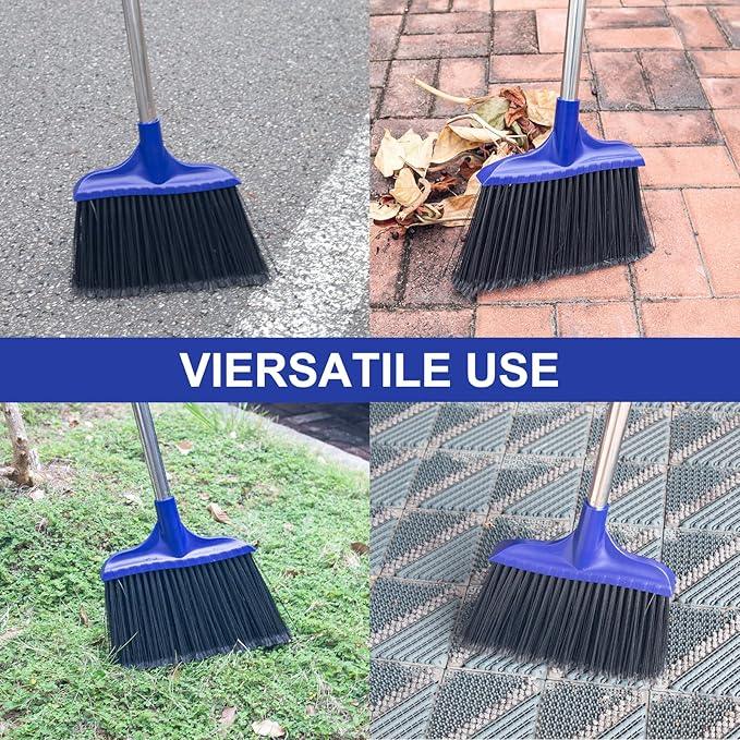 Kefanta 4 Pack Heavy Duty Broom Indoor/Outdoor Commercial Brooms Angle Broom 53 inches for Courtyard Garage Restaurant Lobby Patio Shop Home Kitchen Office Floor - NeatNest