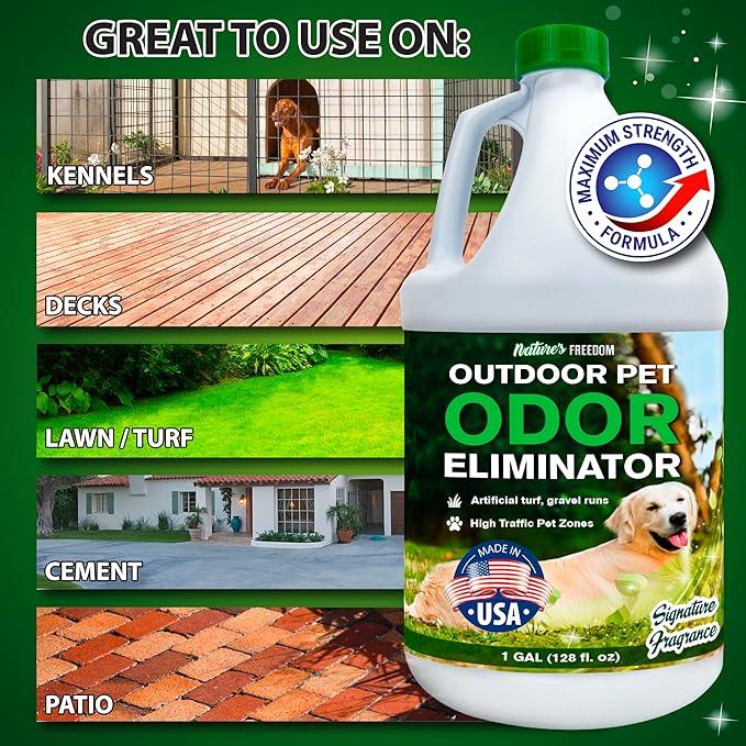 Nature's Freedom Outdoor Pet Odor Eliminator – Gallon Enzyme Cleaner with Pump Sprayer for Yard, Turf, Patios, Kennels, Concrete - NeatNest