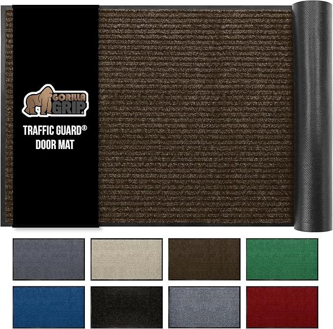 GORILLA GRIP Waterproof Traffic Guard Door Mat, 72x48, Heavy Duty Entryway Mats, Strong Rubber Back Commercial Utility Rugs for Office Hallway, Garage Floor and Home, Low Profile Carpet Runner, Brown - NeatNest