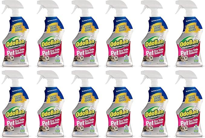 OdoBan Pet Solutions Oxy Stain Remover, Pet Stain Eliminator, Made in the USA, 12-Pack, 32 Ounce Spray Each - NeatNest