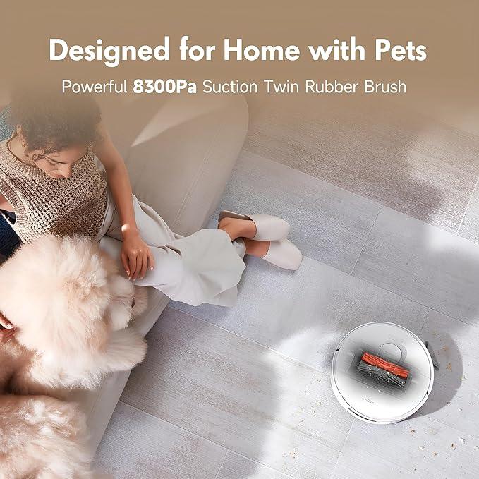 Mova S20 Ultra Robot Vacuum and Mop Combo with Dual Roller Brush, 8300Pa Suction, 140℉ Hot Water Mop Self-Washing & Drying, Mop Auto-Lift for Carpet, Self-Empty, Self-Refilling, Voice & App Control - NeatNest