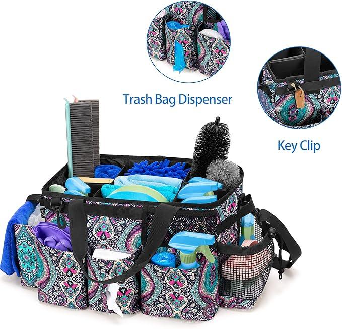 LoDrid Wearable Cleaning Caddy Bag with 4 Foldable Dividers, Cleaning Supply Organizer with Shoulder Strap and Side Handles for Cleaners & Housekeepers, Totem - NeatNest