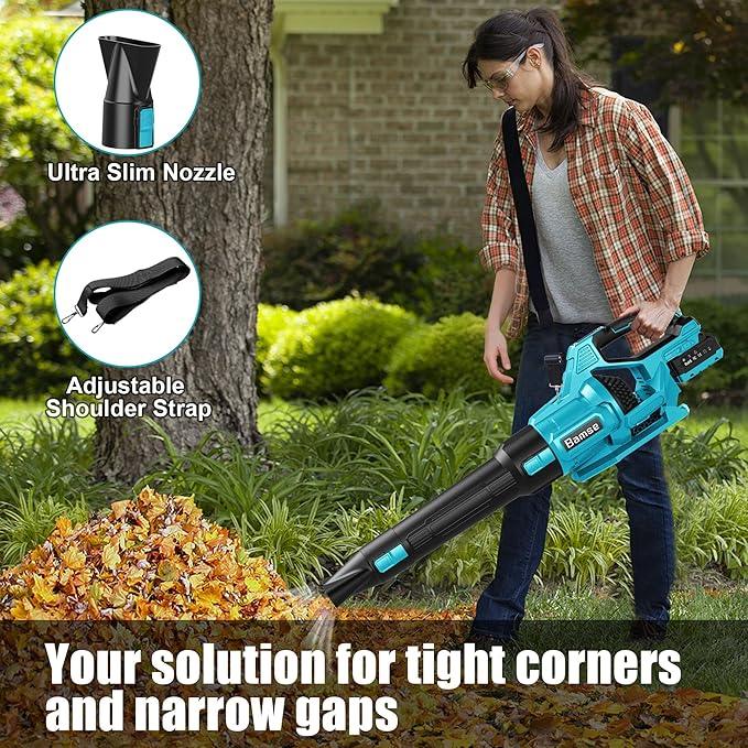 Leaf Blower Cordless 21V, Battery Leaf Blower with 2 x 4.0Ah Batteries and Charger, 3 Speed Modes, Handheld Cordless Blower for Lawn Care, Blowing Leaves, Small Gravel, Blue - NeatNest