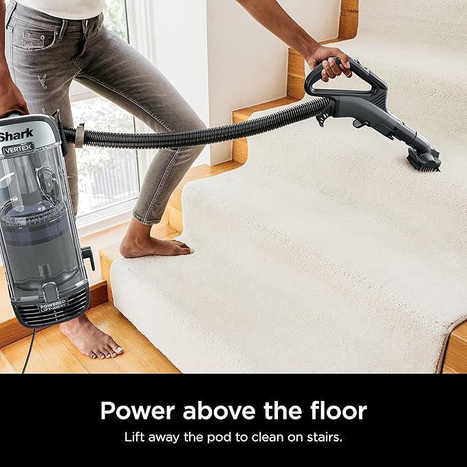 Shark AZ2001AMZ Vertex DuoClean PowerFins Upright Vacuum, with Powered Lift-Away & Self-Cleaning Brushroll, Dark Lilac, 1 qt Dust Cup - NeatNest