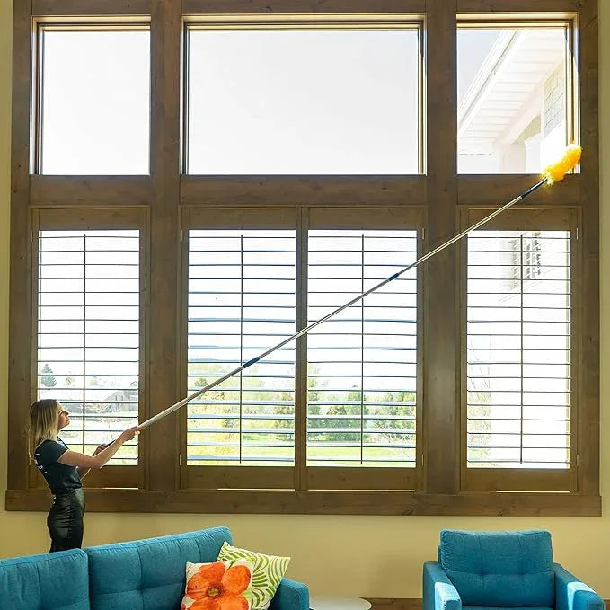 Feather Microfiber Plus Nylon Static Cobweb Duster | Reach Up To 20 Feet | Extendable 3 Tier Ceiling Fan Webster Duster Kit | Aluminum Extension Pole With Threaded Tip | U.S. Duster Co - NeatNest